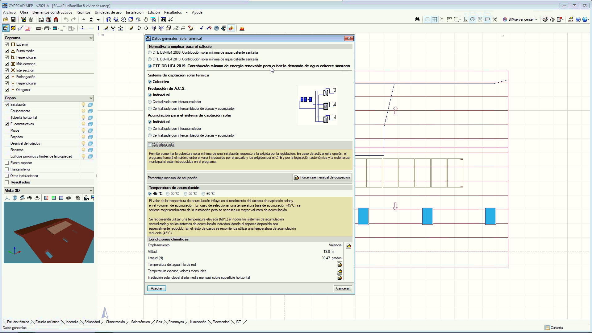 Adaptación CYPECAD MEP 2021 al CTE DB-HE3 y CTE DB-HE4-3