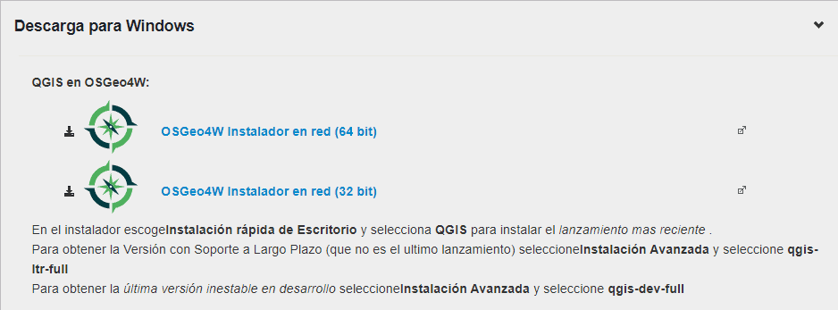 instalador OsGeo4W instalador OsGeo4W