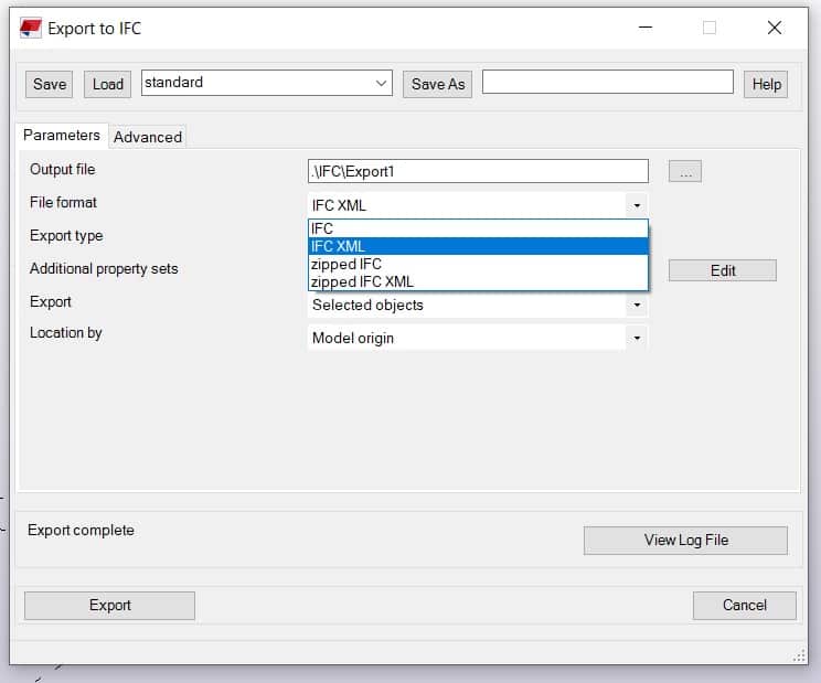 Tipos de exportación IFC Tipos de exportación IFC